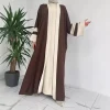 St001 Ethnic Tribe Long Dress – Ice Silk Wrinkle Polyester, Spliced Detail, Long Sleeve, 2 Colors, Sizes S-XXL for Middle East & Modest Fashion