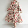 M2546 Temperament Commuting Patchwork Dress – Chiffon/Spandex, High Waist, Floral Print, 2 Colors, Sizes S-XXL for Elegant & Casual Style