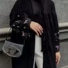 SH2539 Muslim Embroidered Long Dress – Spandex/Polyester, Embroidery Detail, Long Sleeve, Black, Sizes S-XXL for Ethnic & Modest Wear
