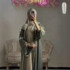 Q266 Muslim Elegant Long Dress – Polyester, Bow Detail, Bell Sleeves, Long Sleeve, 2 Colors, One Size for Dubai & Middle East Modest Fashion