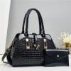 2048 Street Style Crocodile Pattern Tote Bag – PU, Large, Horizontal Square, Zipper Closure, 29x13x21cm for Daily Matching