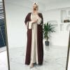 St001 Ethnic Tribe Long Dress – Ice Silk Wrinkle Polyester, Spliced Detail, Long Sleeve, 2 Colors, Sizes S-XXL for Middle East & Modest Fashion