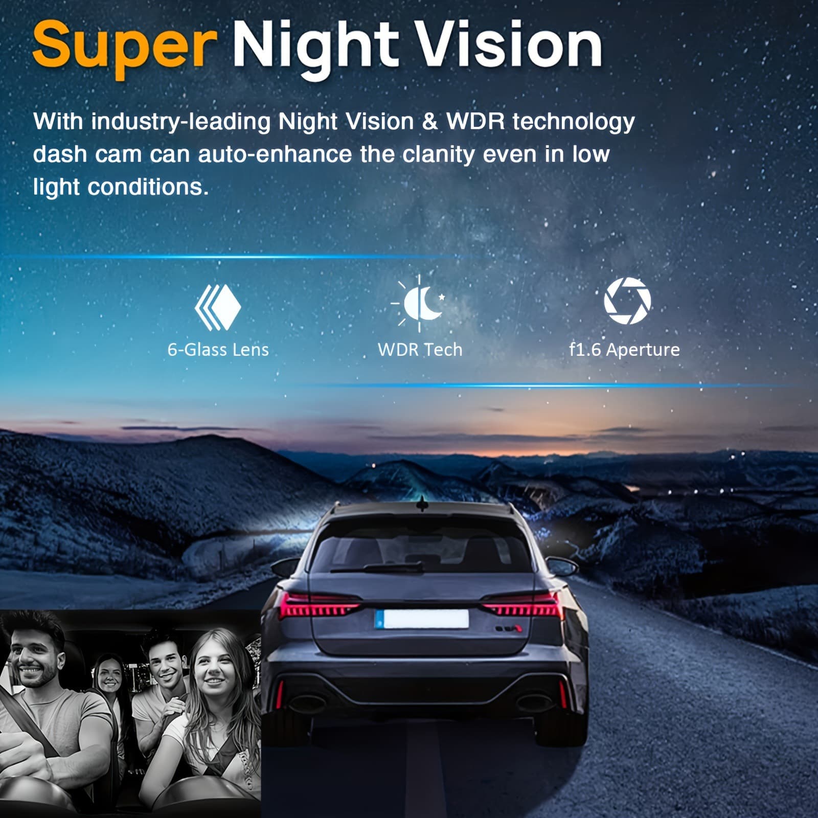 M81 3.0" Dual-Lens Car Dash Cam – 1080p, 150° Wide Angle, F2.0 Aperture, Reversing Image & Motion Detection for Front Windshield - Image 4