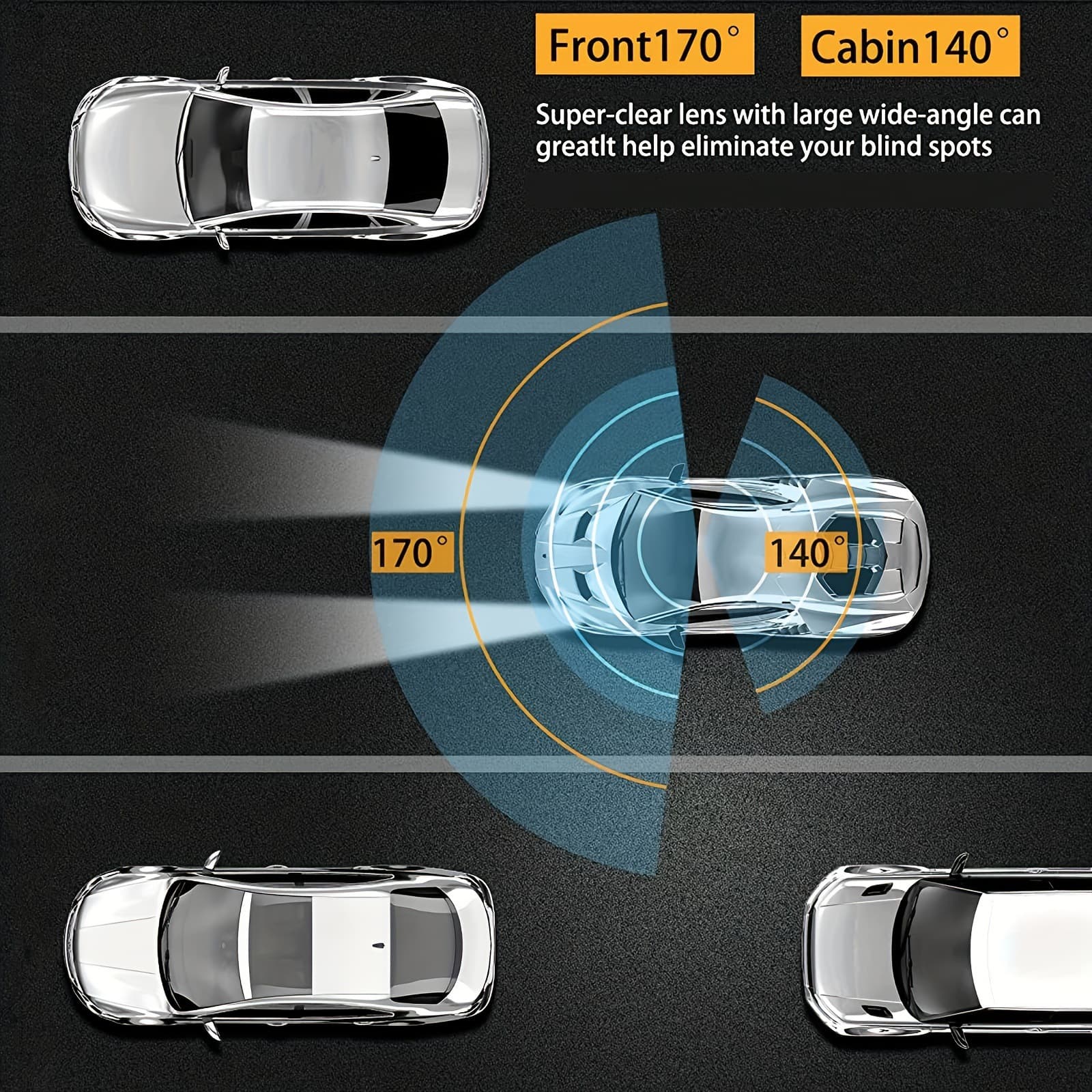 M81 3.0" Dual-Lens Car Dash Cam – 1080p, 150° Wide Angle, F2.0 Aperture, Reversing Image & Motion Detection for Front Windshield - Image 2