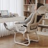 Bow-Shaped Computer Chair with Pedals – Minimalist Modern, Mesh, High-Density Sponge, Liftable, Linked Armrests for Commercial Use
