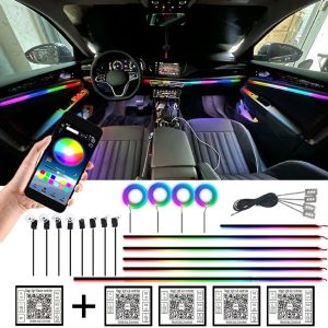 Car Streamer Light Led Acrylic Dynamic Colorful Atmosphere Light Car-Specific No-Wiring Atmosphere Light Super Bright