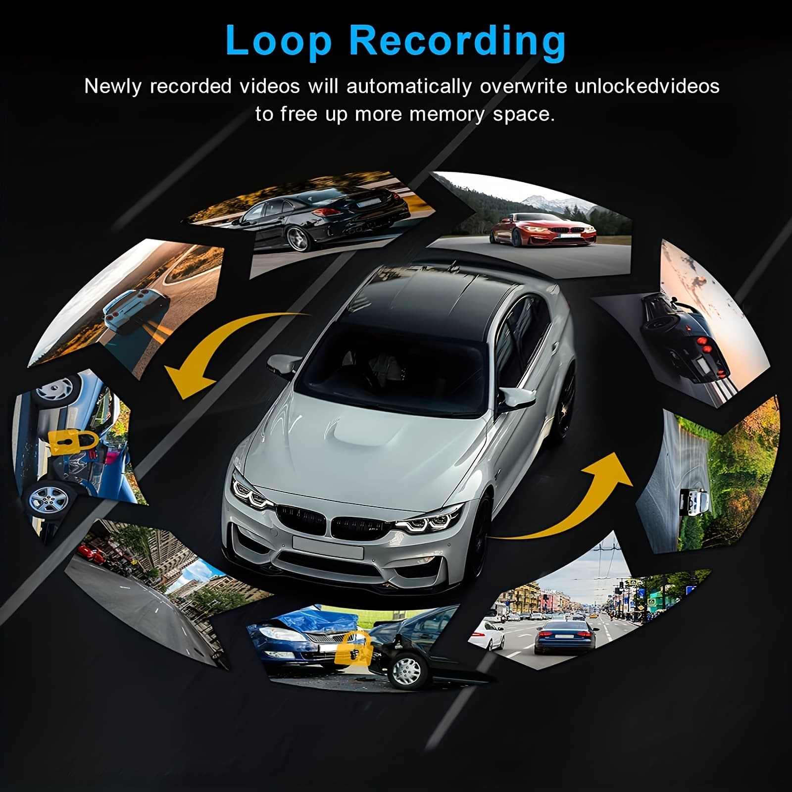 M81 3.0" Dual-Lens Car Dash Cam – 1080p, 150° Wide Angle, F2.0 Aperture, Reversing Image & Motion Detection for Front Windshield - Image 3