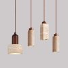 Guartforest FL-HDS007 American Minimalist LED Pendant Light – Yellow Travertine Shade, Dual-Use Mount, EU CE Certified for Bedroom & Restaurant