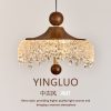 Vintage Adjustable Dining Room Chandelier Iceberg Water Drop Retro Walnut Color Hallway Lamp French Small Bedside Retro Style