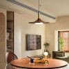 Top Prosperous D67867 Nordic Wood & Iron LED Pendant Light – Walnut Finish, 3-Color Light for Living Room & Restaurant