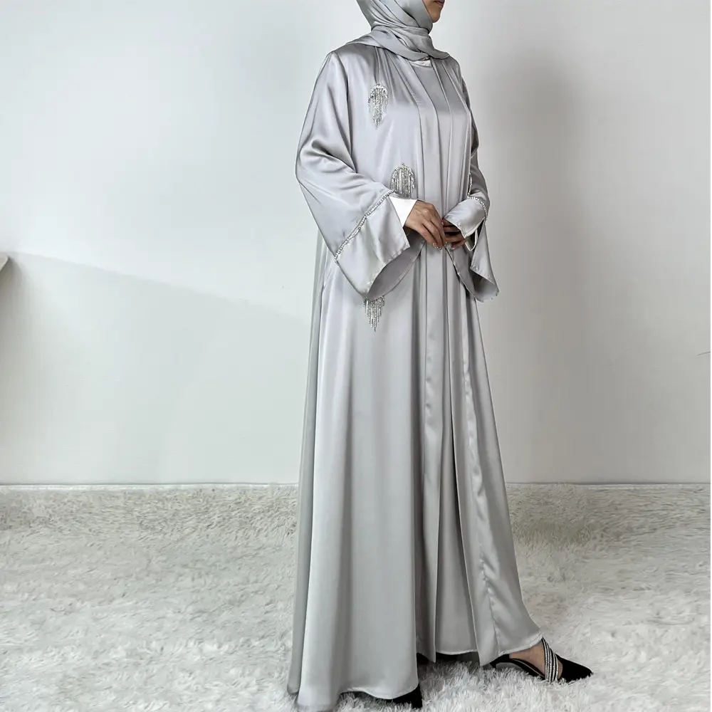 4634 Shiny Rhinestone Striped Long Dress/Robe Set – Women's Ethnic 3-Piece Costume with Tassel Details (Fall 2024) - Image 2
