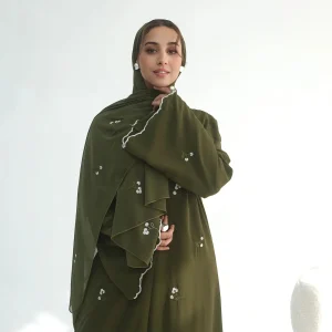 AL-2604 Printed Cuff Embroidered Abaya Robe – Women's Long Sleeve Loose-Fit Modest Dress (Spring 2026)