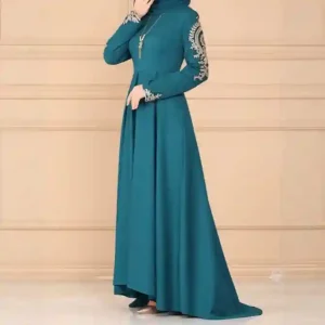 PP1024 Embroidered Irregular Hem Gown – Women's Elegant Long Sleeve Patchwork Dress (Summer 2026)