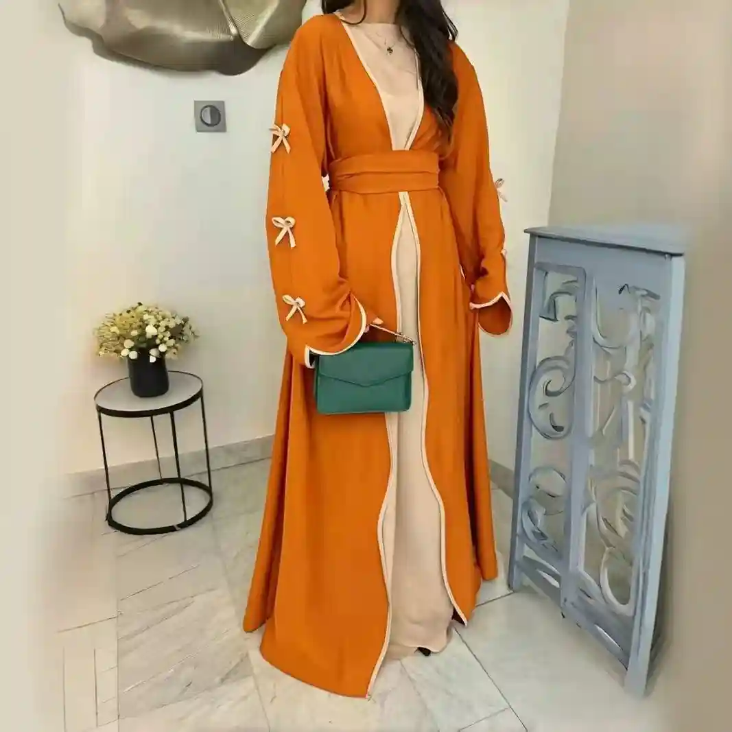 Long Cardigan with Belt – Women's V-Neck Loose-Fit Outerwear Dress (Spring 2025) - Image 2