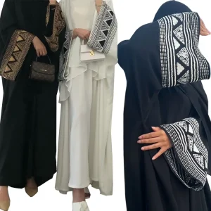 MQ107 2025 Embroidered Long Dress – Women's Fashionable Outerwear/Coat with Exquisite Detailing (One Size)