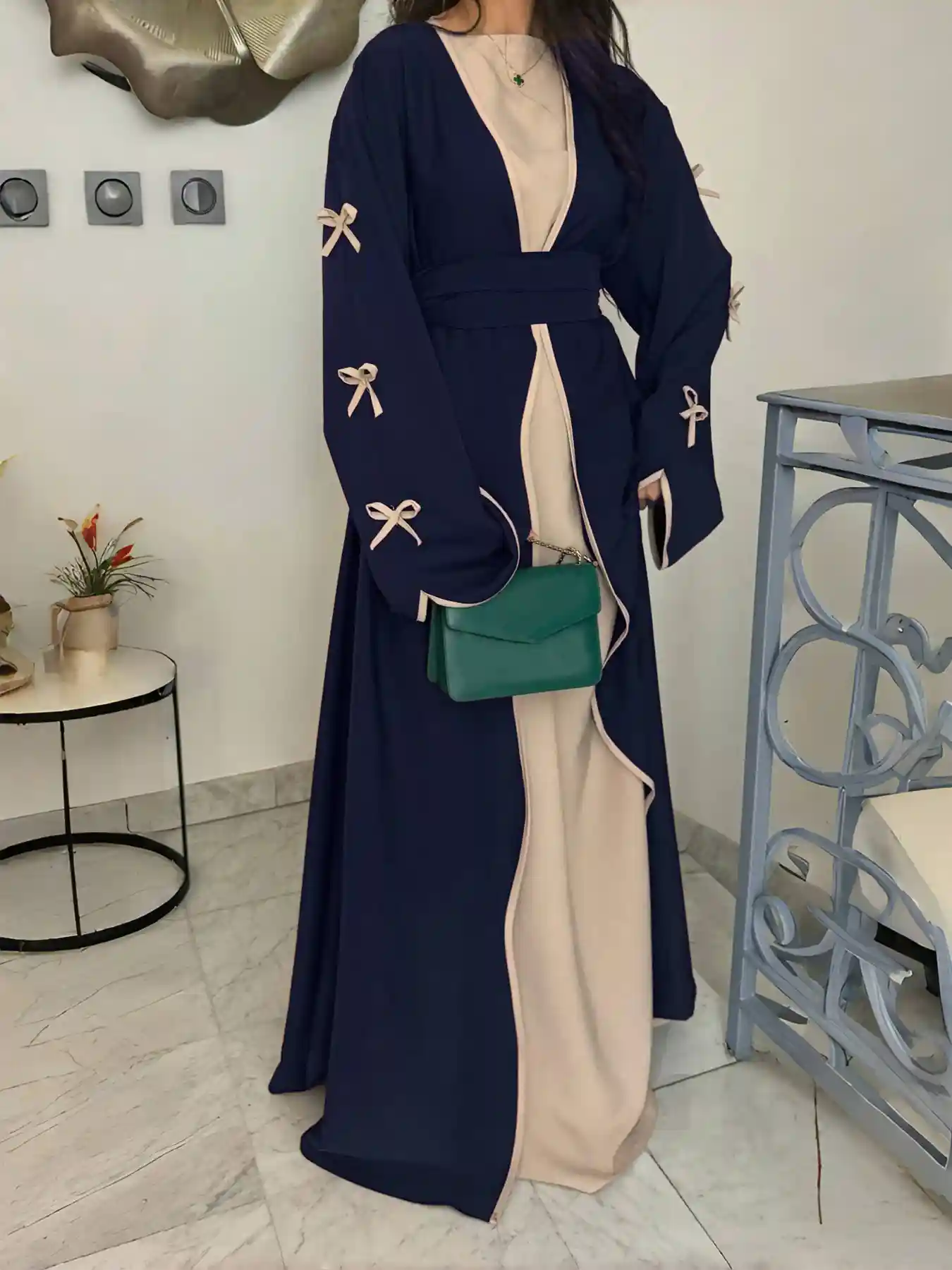 Long Cardigan with Belt – Women's V-Neck Loose-Fit Outerwear Dress (Spring 2025)