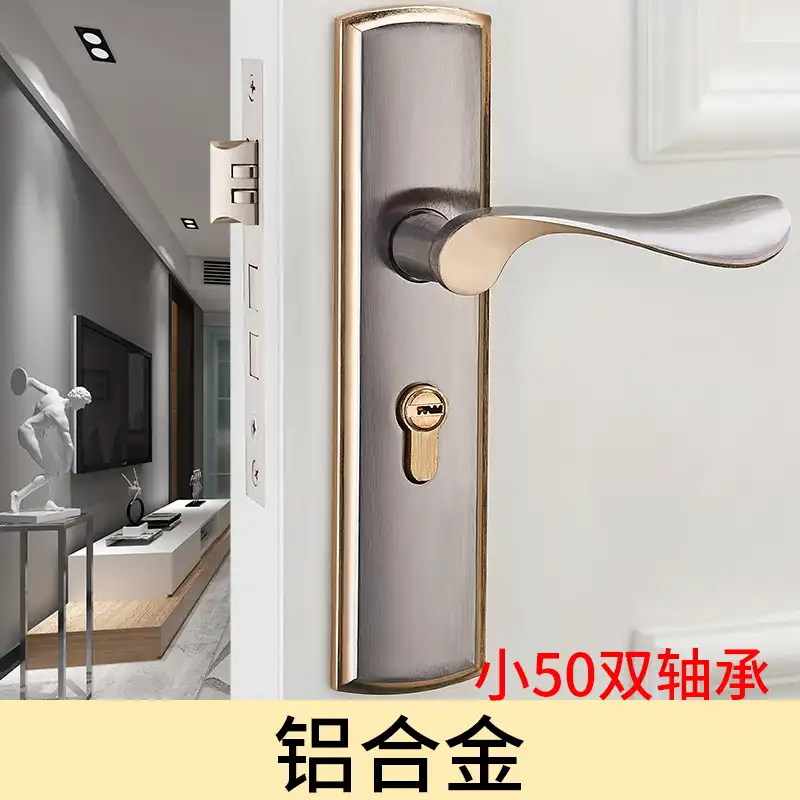 Youyi T2067 European Style Interior Door Lock – Aluminum Lever Handle for Solid Wood & Bedroom Doors, Modern Minimalist Titanium Black Gold Finish (Universal Fit) - Image 2