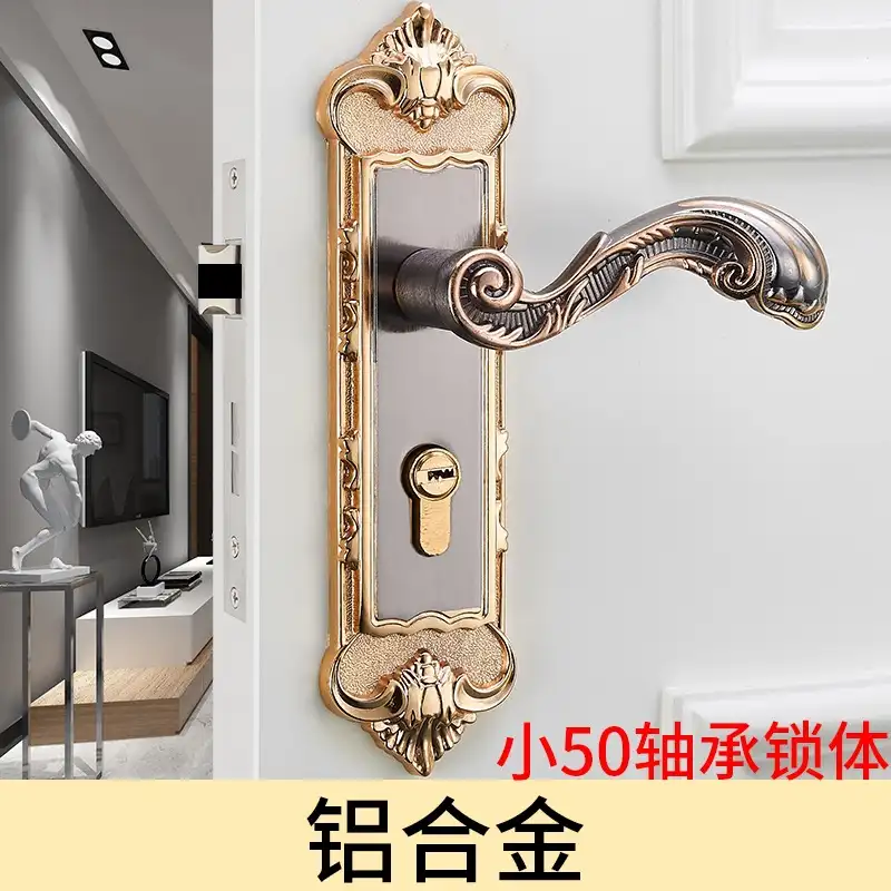 Youyi T2067 European Style Interior Door Lock – Aluminum Lever Handle for Solid Wood & Bedroom Doors, Modern Minimalist Titanium Black Gold Finish (Universal Fit) - Image 3