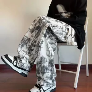 K275 Tie-Dye Flowy Wide-Leg Sweatpants – Men's Premium American-Style Streetwear Joggers for Teens (Winter 2024)