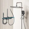 4271 Piano Key Digital Shower Set – Wall-Mounted Space Aluminum Shower System with Temperature Display & Massage Functions
