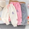 Girls' Cartoon Print Casual Sweatpants – Loose-Fit Long Pants with Elastic Waistband (Spring 2024)