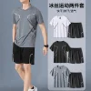 Men's Summer Sportswear Set – Quick-Dry Ice Silk Short-Sleeve T-Shirt & Shorts for Running, Basketball & Fitness (Summer 2026)