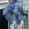 F3 Men's Slim-Fit Cargo Jeans – Stretch Denim Pencil Pants with Zipper Fly & Badge Detail (Wholesale, S-5XL)