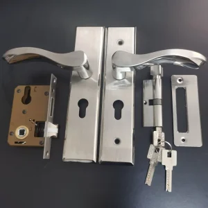 Juhongwei HW-111-G07 Stainless Steel Interior Door Lock – New Chinese Style Lever Handle with Double-Tongue Silent Lock Body for Bedroom & Wooden Doors