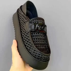 Men's Handmade Woven Mesh Board Shoes – Breathable Lightweight Height-Increasing Casual Sneakers (Summer 2025)