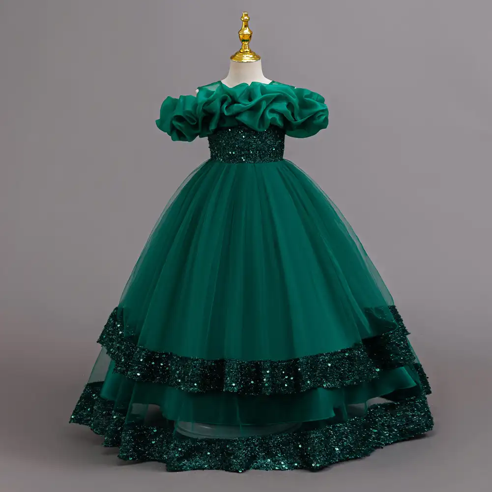 Sequin Princess Dress – Girls' Multi-Layered Puffy Tutu Gown with Long Skirt (Spring 2026) - Image 2