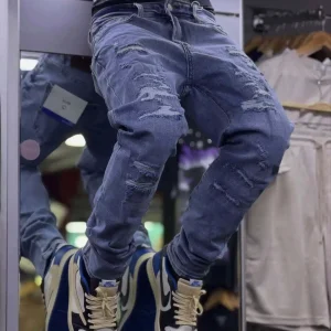 F1 Men's Slim-Fit Skinny Jeans – Stretch Denim Pants with Zipper Fly & Badge Detail (Wholesale, S-5XL)