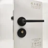 HX Split-Type Door Lock – Black Lever Handle Push-Button Lock for Wooden & Interior Bedroom Doors (Modern Minimalist)