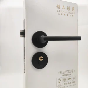 HX Split-Type Door Lock – Black Lever Handle Push-Button Lock for Wooden & Interior Bedroom Doors (Modern Minimalist)