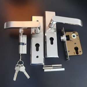 Juhongwei HW111-G22 Stainless Steel Room Lock – 201 Double-Tongue Three-Piece Set with Silent Cylinder, 140-155mm