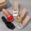20250922 Women's Square-Toe High Heels – European Style Stone Pattern Sandals with 6-8cm Stiletto Heel (Summer 2024)