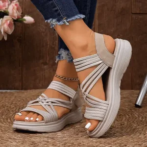 Comfort Hollow-Out Platform Sandals – Velcro Beach Shoes in European Style (Sizes 36-45)
