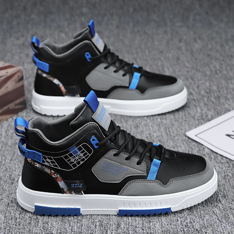 New Spring Men's Shoes: Breathable High-Top Shoes, Trendy and Versatile White Sneakers, Thick-Soled Sports Casual Sneakers, - Image 3