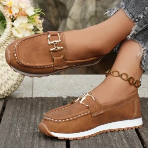 A3 Women's Thick-Sole Casual Sneakers – Metal Chain Suede Loafers in European & American Style (Summer 2025)