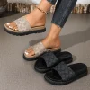 Casual Letter Design Platform Sandals – Cross-Border Open Toe Slip-Ons for Women (Beige & Black)